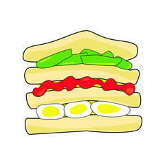 
Triple sandwich with egg, avocado and bacon.