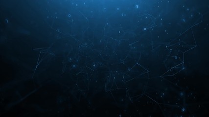 Artistic digital computer technology background with binary numbers and lines copy space animation background. 