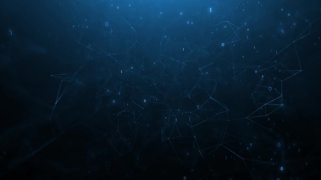 Artistic digital computer technology background with binary numbers and lines copy space animation background. 