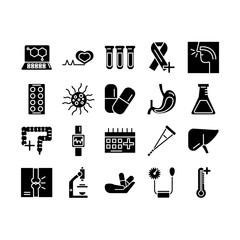bundle of medical silhouette style set icons