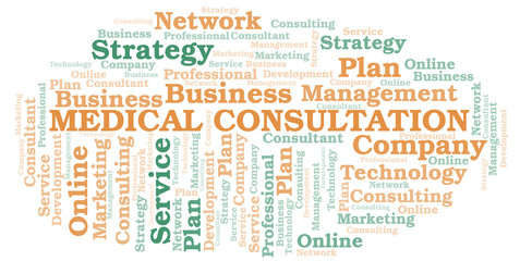 Medical Consultation typography vector word cloud.