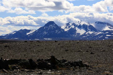 Kjolur / Iceland - August 25, 2017: Scenery along the Kjolur Highland Road, Iceland, Europe