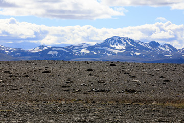 Kjolur / Iceland - August 25, 2017: Scenery along the Kjolur Highland Road, Iceland, Europe