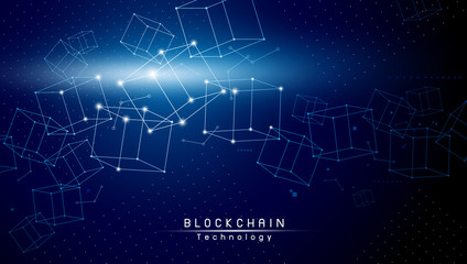 Blockchain technology design on blue background vector illustration