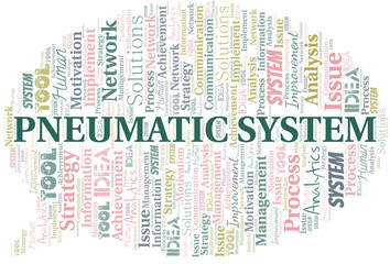 Pneumatic System typography vector word cloud.