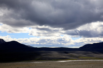 Kjolur / Iceland - August 25, 2017: Scenery along the Kjolur Highland Road, Iceland, Europe