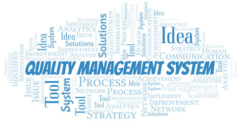 Quality Management System typography vector word cloud. - 342093355