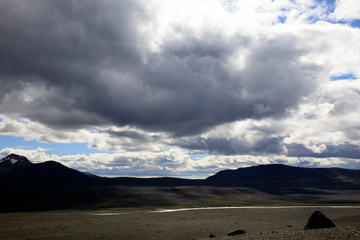 Kjolur / Iceland - August 25, 2017: Scenery along the Kjolur Highland Road, Iceland, Europe
