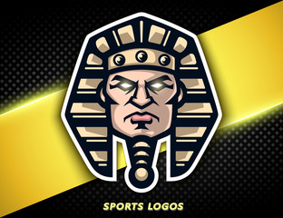 Professional logo Egyptian Pharaoh. Sport mascot, e-sports label. Vector illustration.