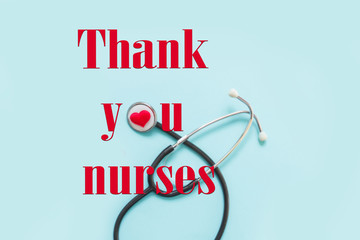 National Nurses Day. Postcard with thanks, risk during a pandemic covid 19  thank you nurses save the lives of patients