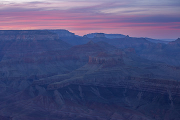 Landscape at twilight of the Grand Canyon from Lipan Overlook, South Rim, Grand Canyon National Park, Arizona, USA