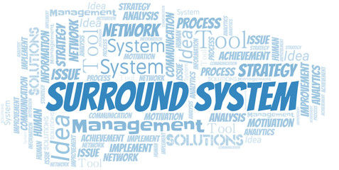 Surround System typography vector word cloud.