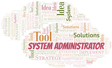 System Administrator typography vector word cloud.