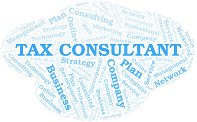 Tax Consultant typography vector word cloud.