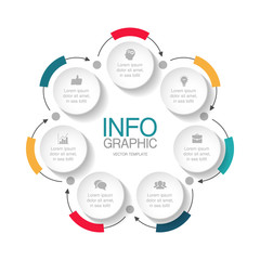 Vector iInfographic template for business, presentations, web design, 7 options.