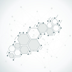 Background hexagon . Medicine, science, technology.