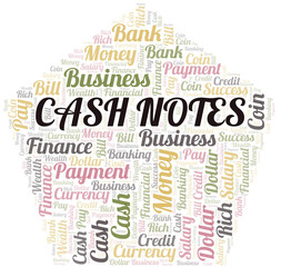 Fototapeta premium Cash Notes typography vector word cloud.