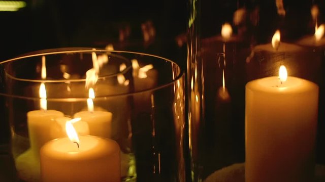 Candles glowing in the dark