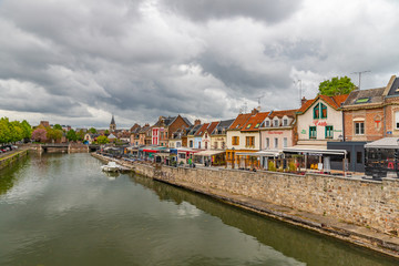 Houses next to canal in Amiens, France