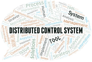 Distributed Control System typography vector word cloud.