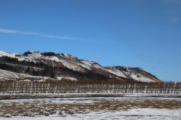 snow covered mountains