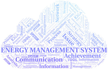 Obraz premium Energy Management System typography vector word cloud.