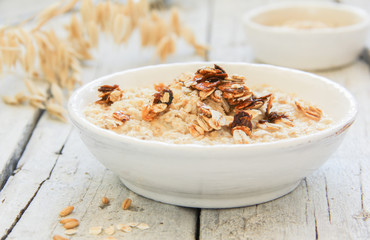Haferflocken Müsli Brei Porridge Hafer Flocken Schüssel Schale Bowl