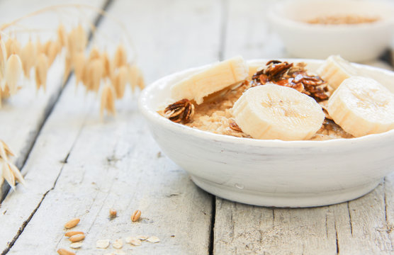 Porridge bowl Schüssel Haferflockenbrei Müsli Karamell Banane