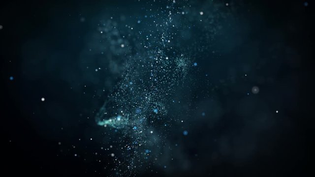 Futuristic abstract animation with glittering particles in slow motion, 4096x2304 loop 4K