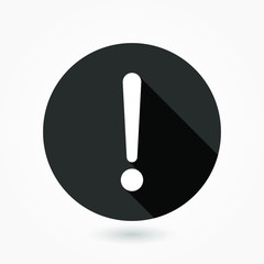 Attention caution sign icon. Exclamation mark. Hazard warning symbol. Flat design button. Warning stamp. Error. Alert icon. Danger. Prompt. Problem sign. Beware information. Important icon.