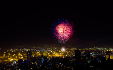 Fototapeta premium beautiful fireworks for Independence Day of Israel in the city of Haifa