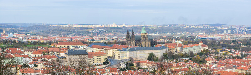 Fototapeta na wymiar Panorama of Prague from hill.