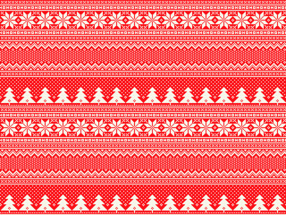 Winter Holiday Pixel Pattern with Christmas Trees. Traditional Nordic Seamless Striped Ornament. Scheme for Knitted Sweater Pattern Design or Cross Stitch Embroidery.