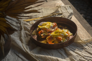 poached eggs with salmon for breakfast