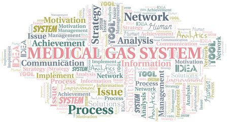 Medical Gas System typography vector word cloud.
