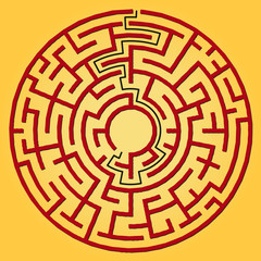 Circular Labyrinth, or maze, with solution