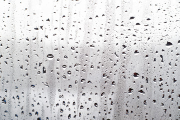 raindrops on the fogged glass