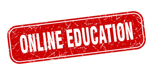 online education stamp. online education square grungy red sign