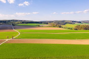 an agricultural landscape in the spring