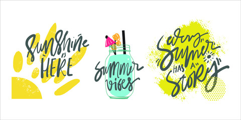 Fototapeta na wymiar Summer hand lettering quote for your design: cards, posters