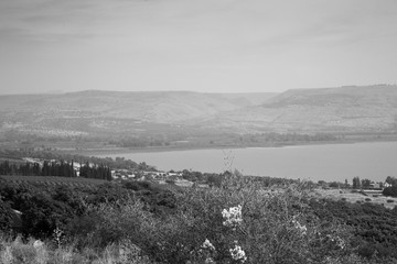 Sea of Galilee in Black and White