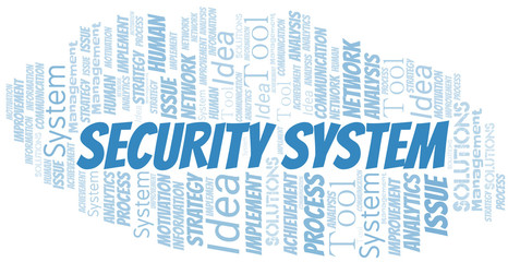 Obraz premium Security System typography vector word cloud.