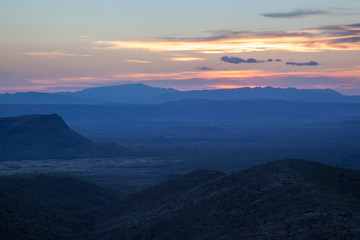 Sunset in the desert with mountains