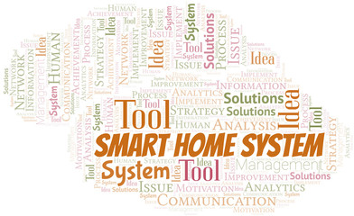Smart Home System typography vector word cloud.