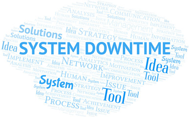 System Downtime typography vector word cloud.