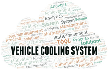 Vehicle Cooling System typography vector word cloud.