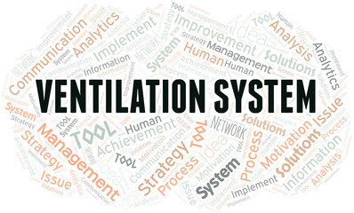 Obraz premium Ventilation System typography vector word cloud.