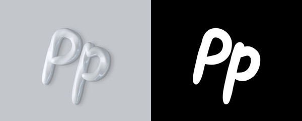 3d rendering of Cream alphabet, set of letters