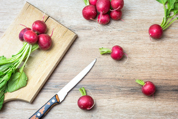 Fresh vegetables on wooden table