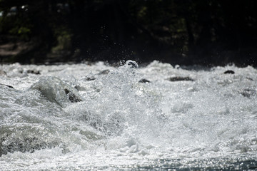 Running mountain river. Abstract shapes made of water.